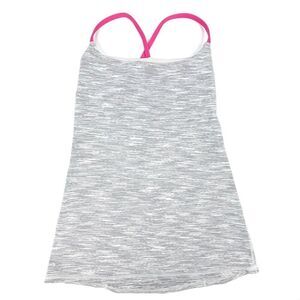 LULULEMON Dancing Warrior Tank Yoga Top Heathered Gray Jeweled Pink Athleisure